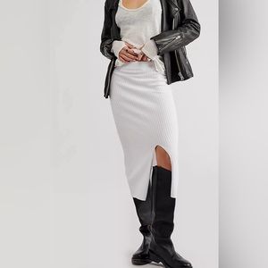 NWT Free People Skyline MIDI Skirt, Grey heather
